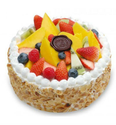 Fruit cake with vanilla frosting, 2 lb (1 kg). (substitutions may apply if item not available)