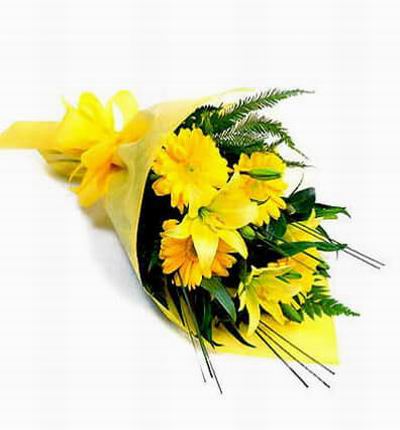 Yellow carnations and Lilies