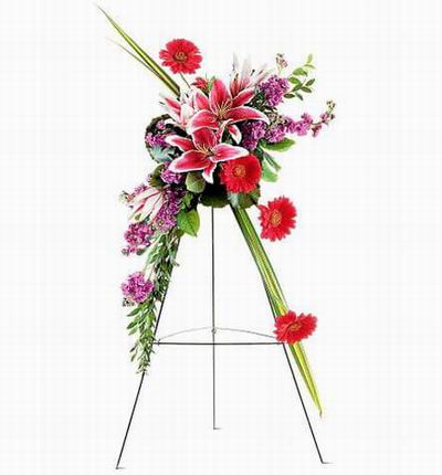 Flower Stand of Carnations, Daisies, Lilies with Greenery and flower fillers (Substitutions may apply if a flower item is unavailable)