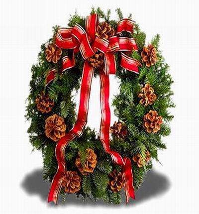 Christmas Flower Selection - Pine wreath. Artificial and plastic materials are used.