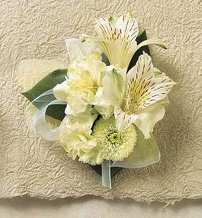 white Chrysanthemum, white Orchids and white Carnations mix display