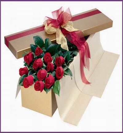 12 roses in box.
