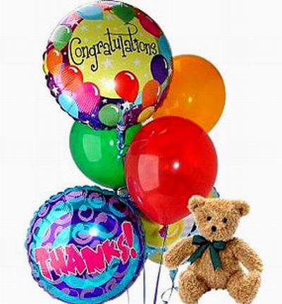 3 Helium and 3 regular blow up Balloons with a very worried 20cm Teddy Bear. Teddy bear may vary based on availability and if the helium balloons are not available, we may substitute with Mylar self-blow up balloons or 8 regular blow up balloons. If in th