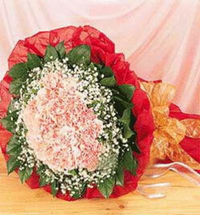 36 pink Carnations and pink floral mix with Baby Breath Bouquet