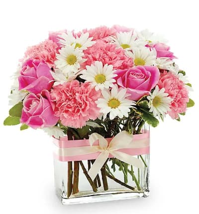 * Pink Roses & Carnations
* White Daisies